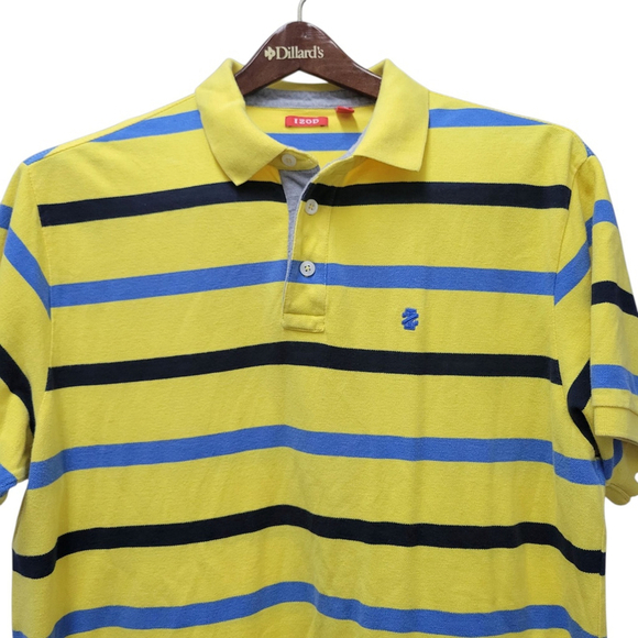 Izod Yellow Striped Short Sleeves Polo Shirt Size XL Men's Excellent Condition - Picture 3 of 6